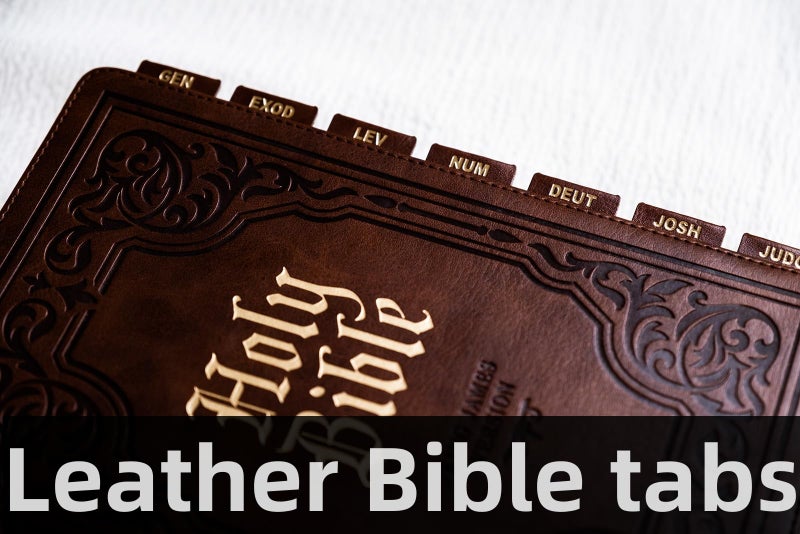 UPAFEXXI-Leather Bible Tabs  Bible Tabs for Women and Men(Gold Foil Lettering) Large Print Stickers  Easy to Read and Apply  80 Chapters Labels for Easy Navigation (Brown Small) - Image 2